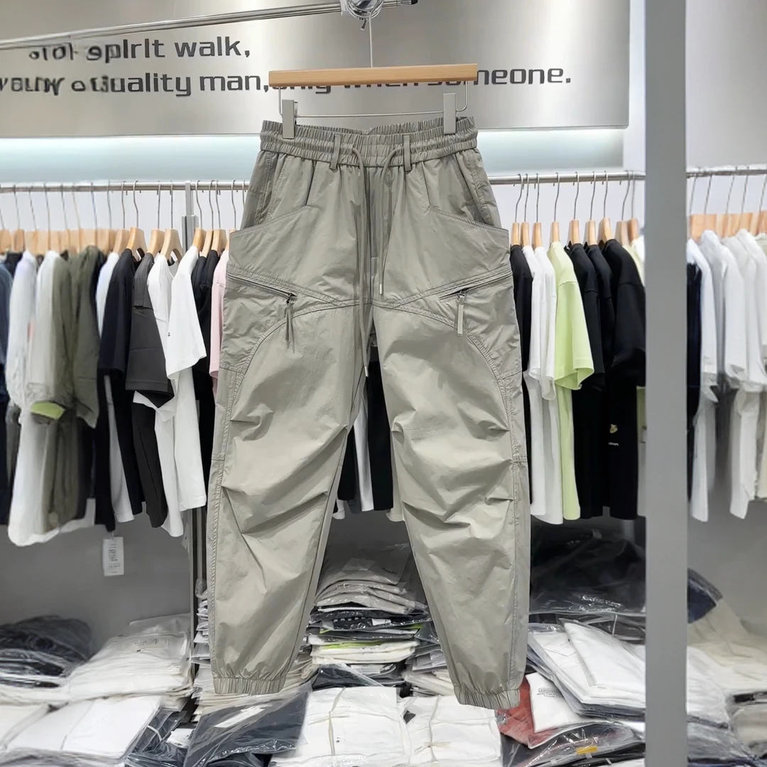 高档秋冬新款工装裤男时尚宽松户外速干机能束脚裤潮牌舒适哈伦裤