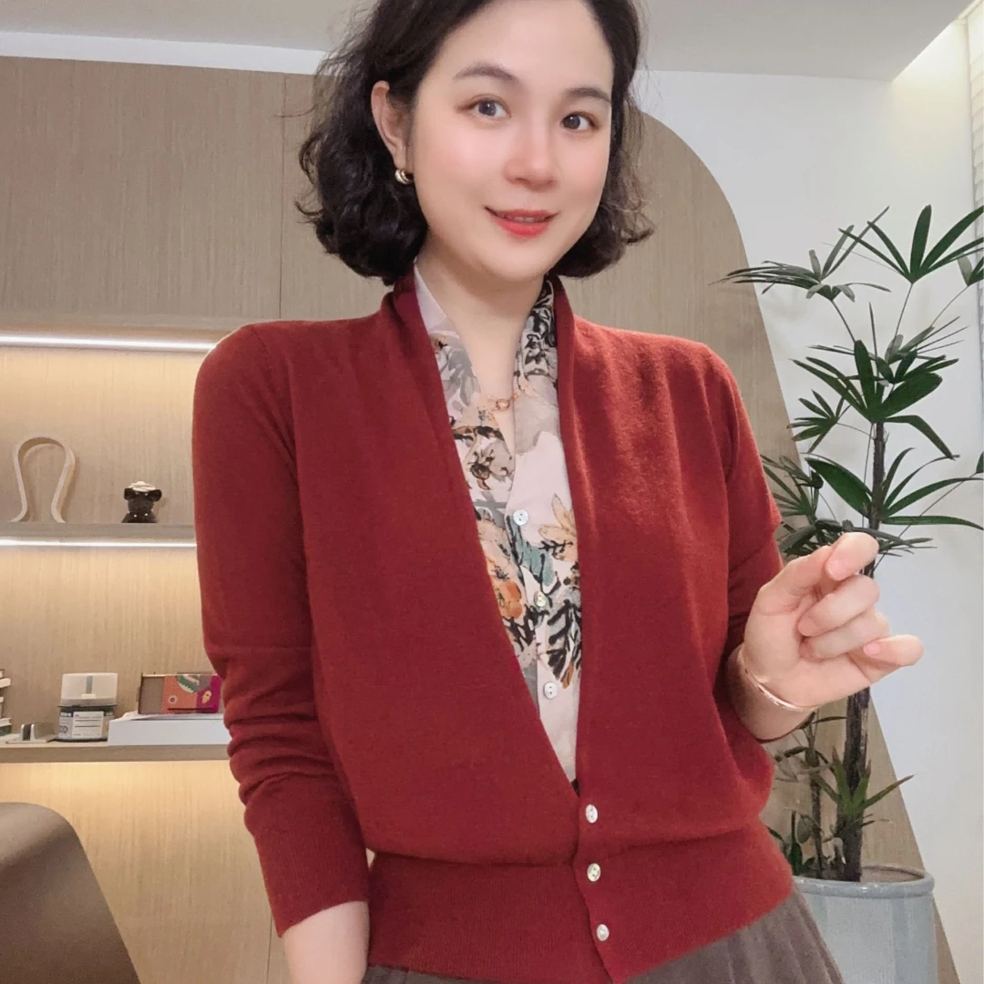 LVMU/吕木【水墨画贵妃领】早秋假二件针织开衫百搭时尚轻奢#DQ6387