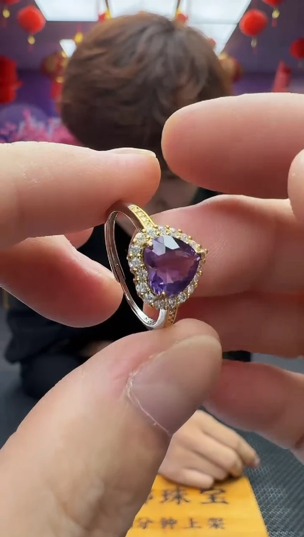 水晶戒指银S925镶嵌戒指