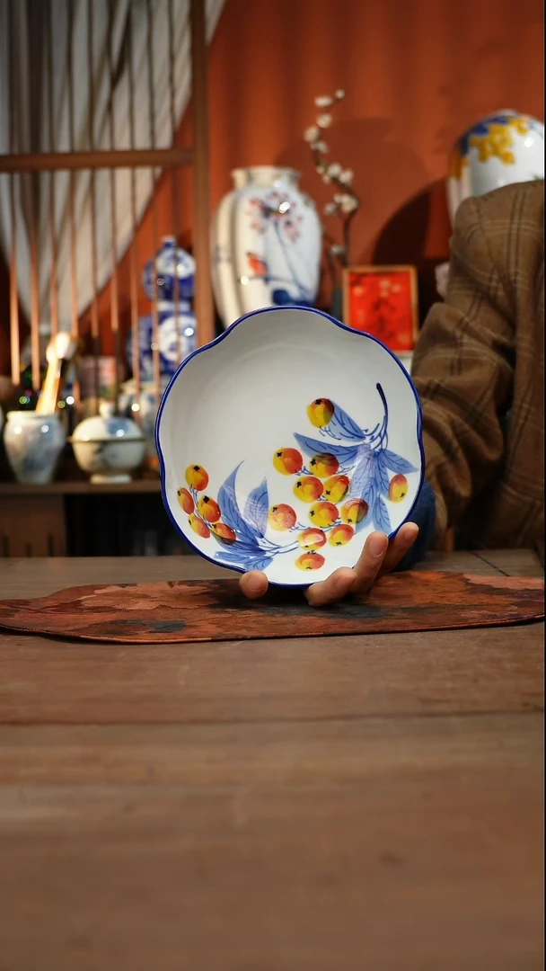 当代高温釉下彩手绘陶瓷餐具