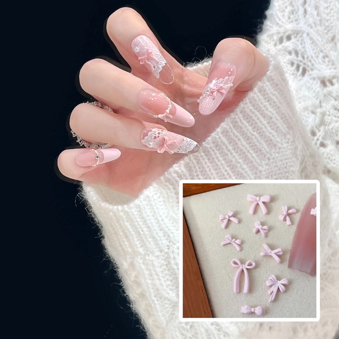 粉色合金蝴蝶结美甲钻饰品少女多巴胺甜美风指甲DIY配饰装饰用品