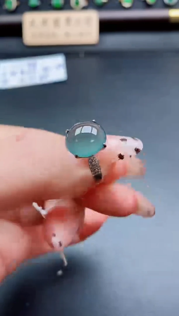 银S925镶嵌戒指翡翠1