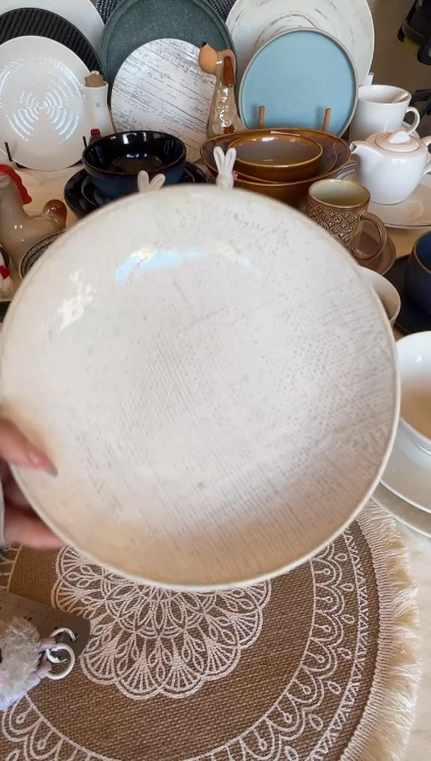 新骨瓷019 瑕疵 洛娃白麻布9寸深盘