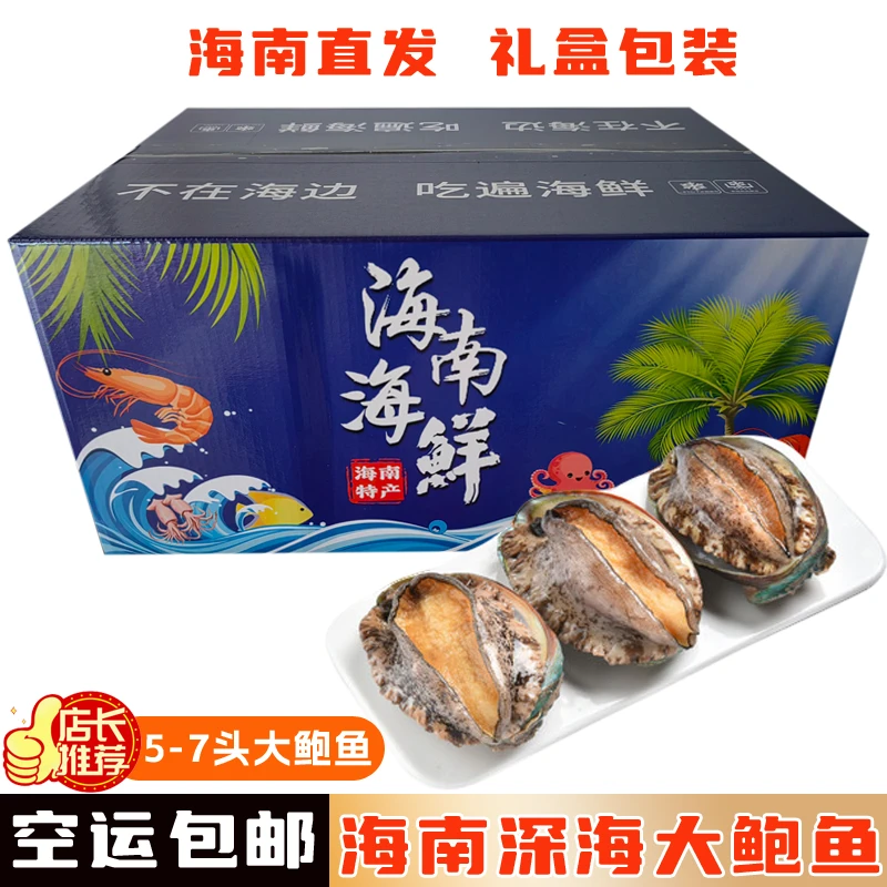 海南新鲜大鲍鱼鲜活海捕海鲜冷冻深海水产5-7头肉质紧实礼盒包装