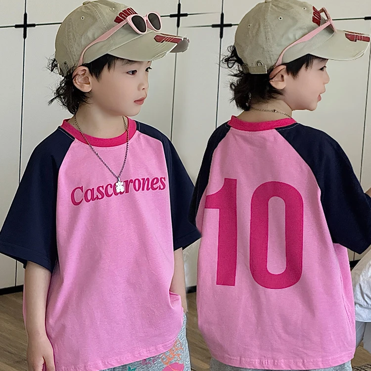 宇城童心坊儿童纯棉百搭短袖夏季韩版T恤夏装印花童装拼色男童