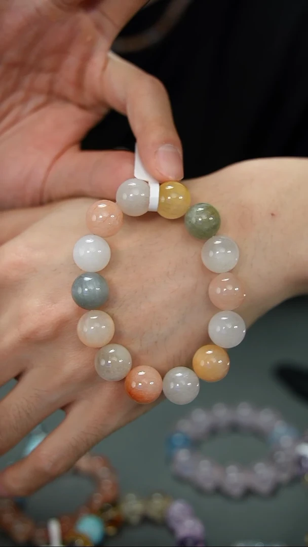 未镶嵌手链水晶13MM彩兔毛手串