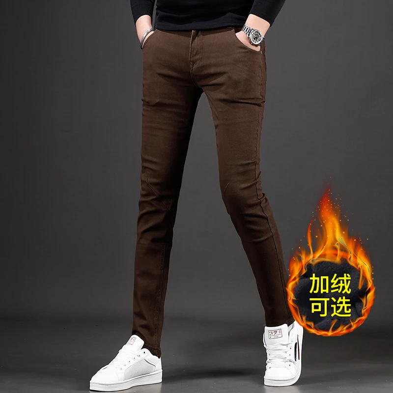 MR.25秋季拼接牛仔裤男士潮流百搭修身小脚裤弹力百搭休闲长裤子