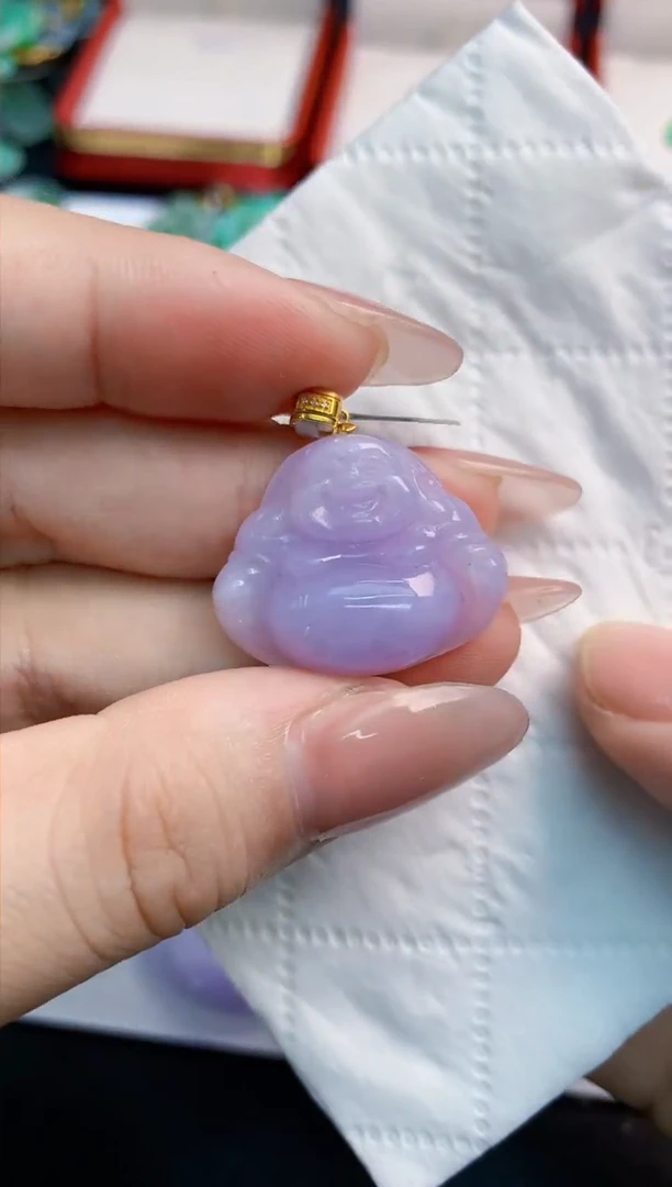 翡翠18K金镶嵌吊坠(不含链)1