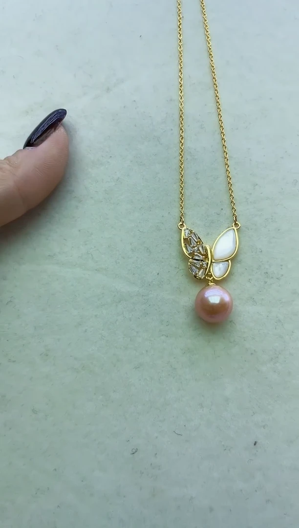 未镶嵌项链淡水珍珠紫色系 设计款