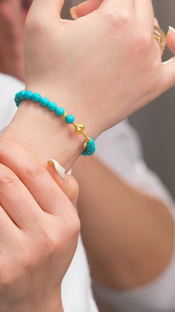 18K金镶嵌绿松石手串1