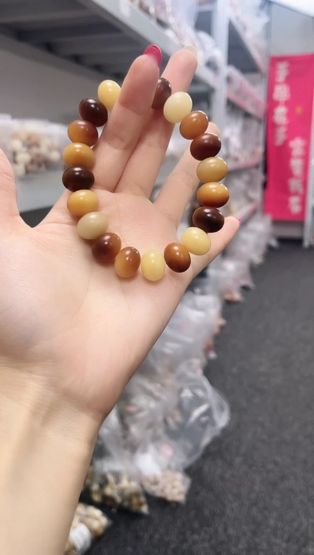 手串菩提根/象牙果【焦幻林14mm菩提根焦糖算盘珠单圈@@CS011-1167