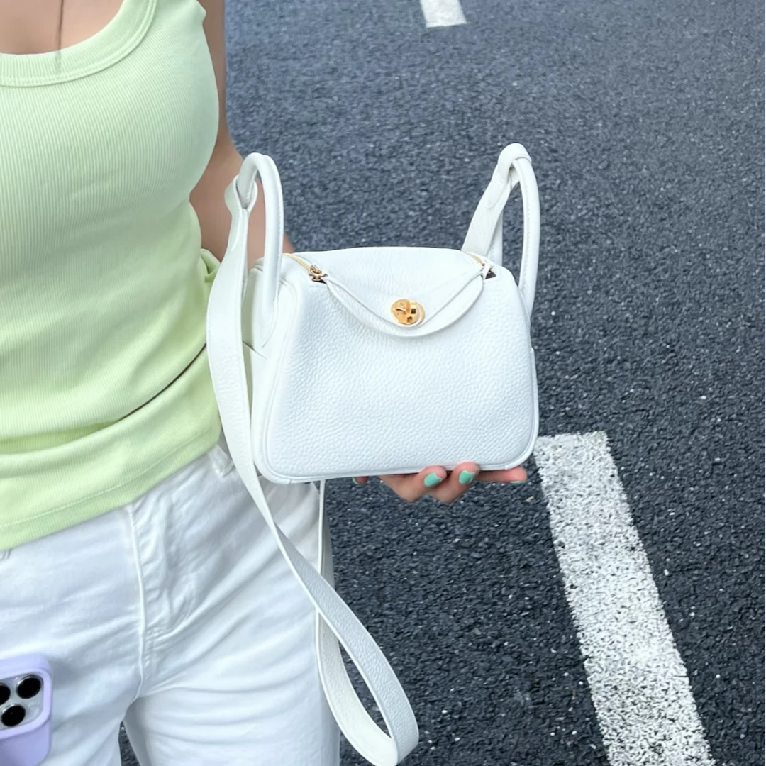 全新未使用 Hermes/爱马仕 小花Jerry  mini lindy 白色 B刻 包