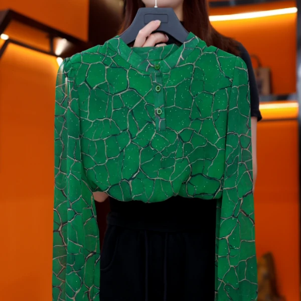 FZ369缆菁淑蓁2025新款圆领气质小衫女衬衫洋气衣服时髦上衣打底