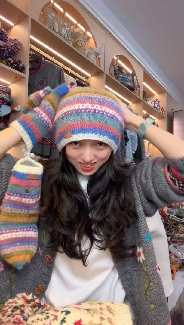 纯棉百羊毛糖果冷帽