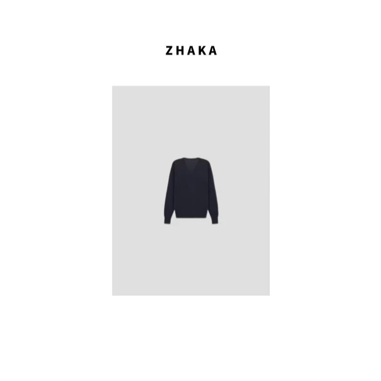ZHAKA/羊毛V领针织长袖毛衣zk699