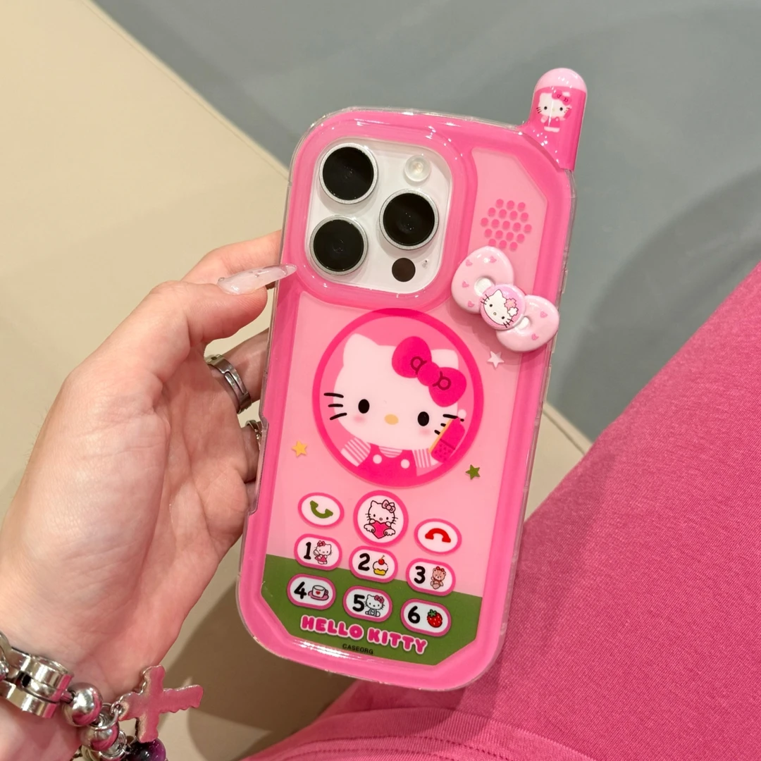 大哥大 蝴蝶结kitty猫超火卡通女款手机壳适用iPhone少女ins防摔