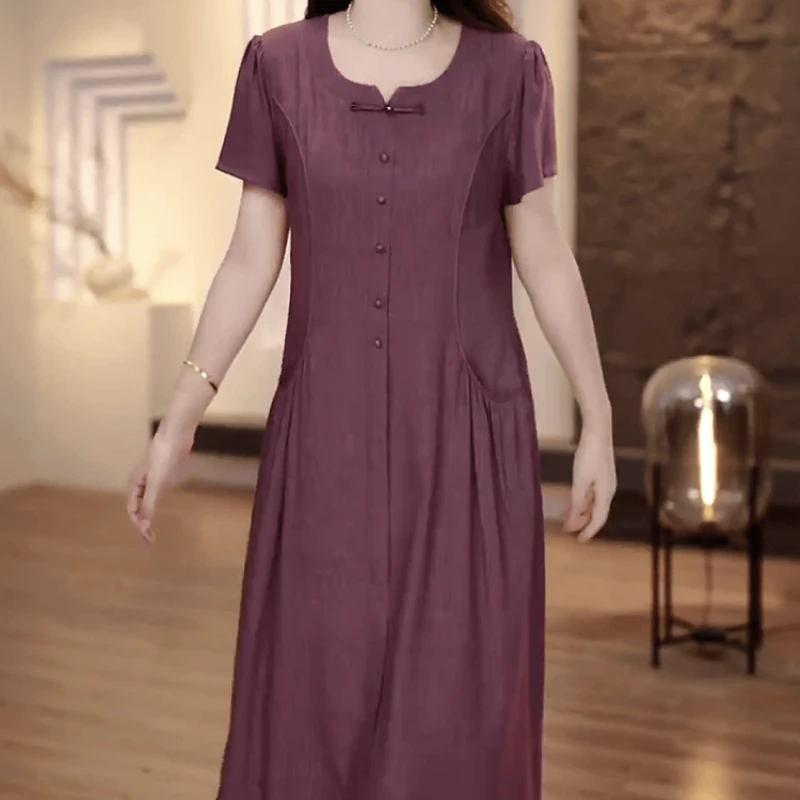 722【连衣裙】2025夏季新款时尚大码女装宽松休闲优雅洋气连衣裙