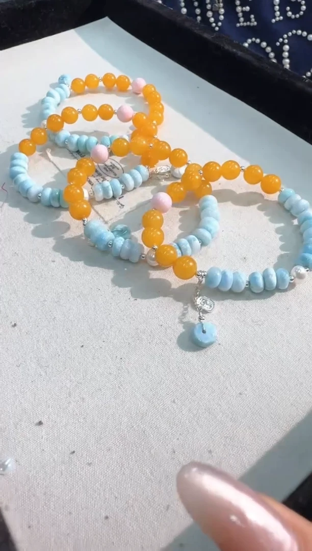 针钠钙石（海纹石）未镶嵌手链海纹蜜啦款发货多样性发其一