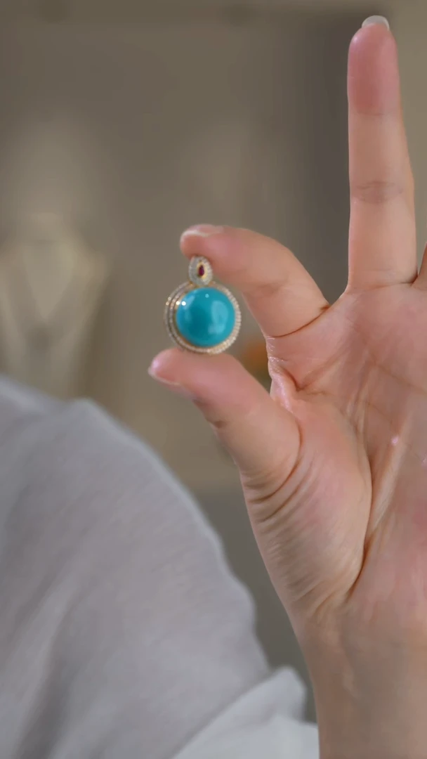 18K金镶嵌绿松石吊坠(赠链)1