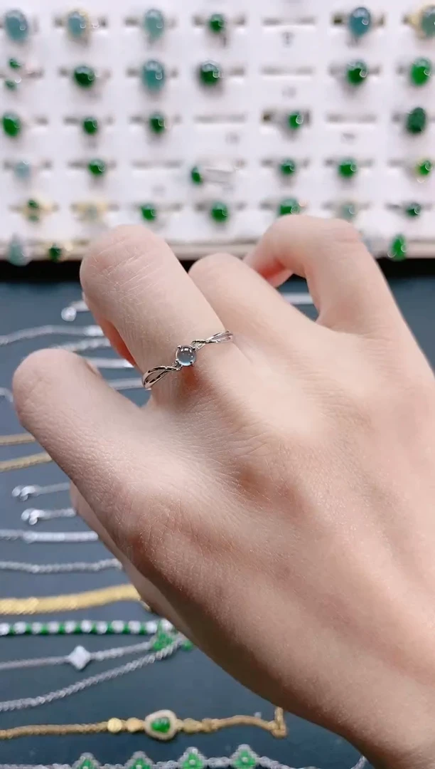 【闪购商品】翡翠戒指银S925镶嵌天然翡翠