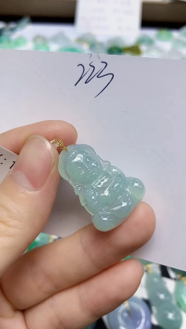 颈饰18K金镶嵌翡翠天然缅甸翡翠A货翡翠百元以上9元证书费自理