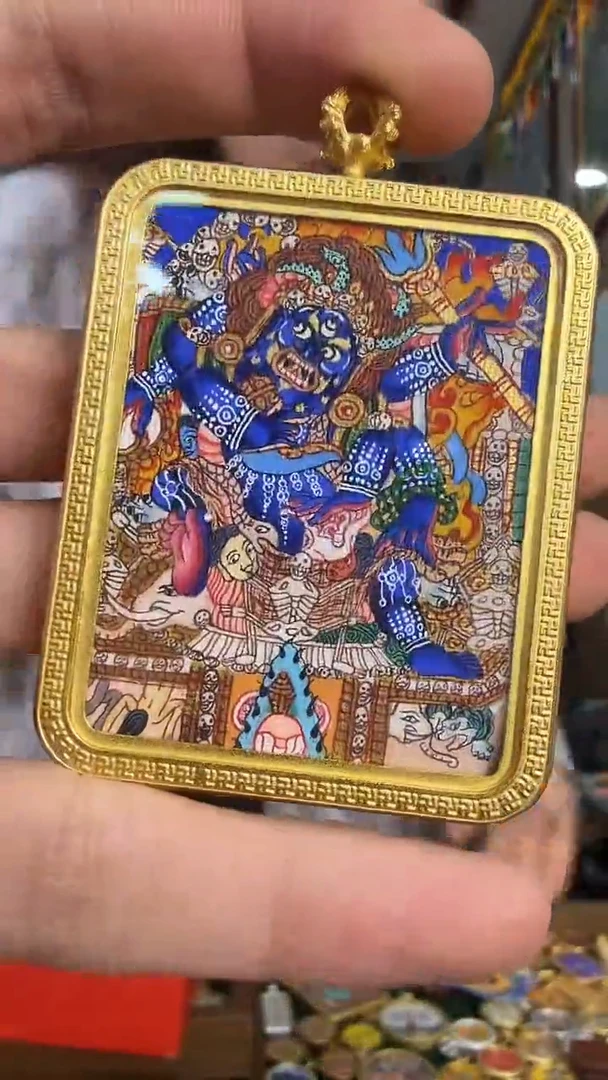 吊坠大黑天-热贡纯手绘唐卡