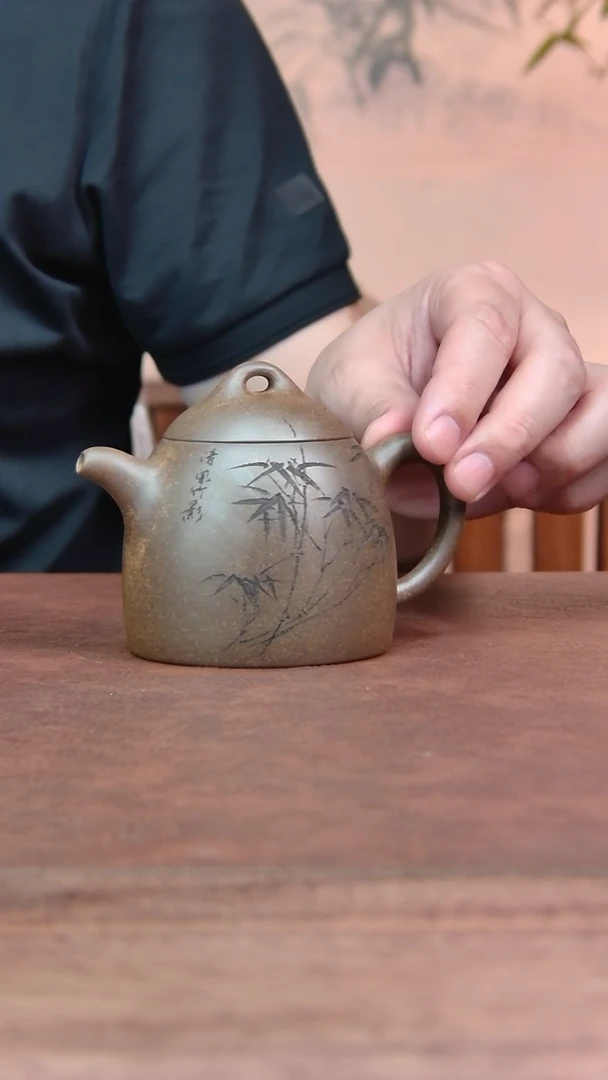茶壶紫砂还原烧秦权！！！刻绘  竹子260CC