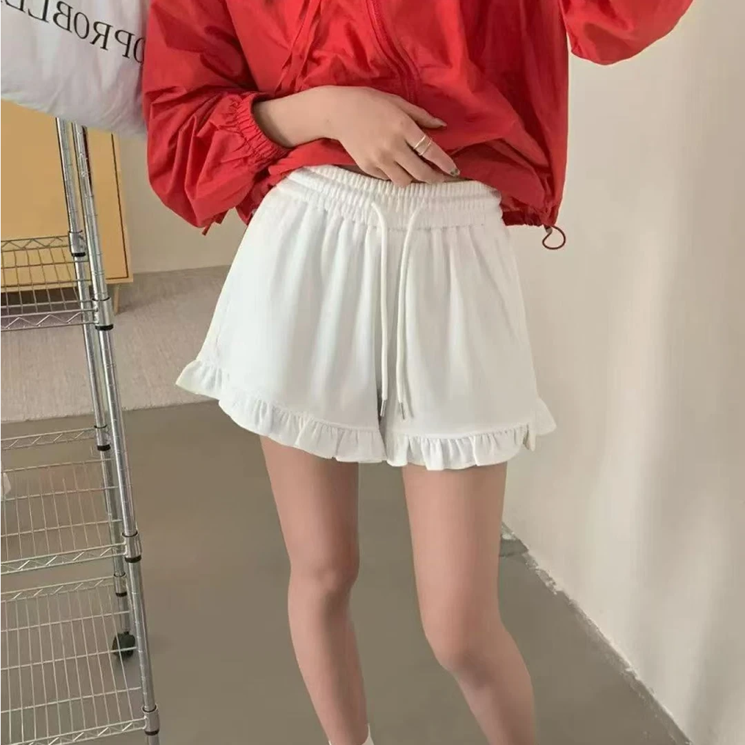 时尚减龄木耳边系带低腰运动休闲宽松舒适a字阔腿裤休闲裤2号