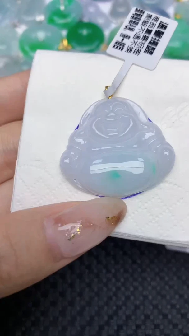 颈饰18K金镶嵌翡翠天然缅甸翡翠a货百元以上9元证书费自理