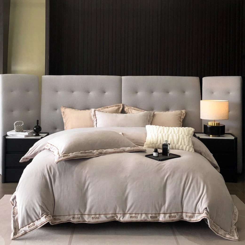 皇室嘉和尼斯绒四件套轻奢简约加绒加厚宽边欧式保暖防静电