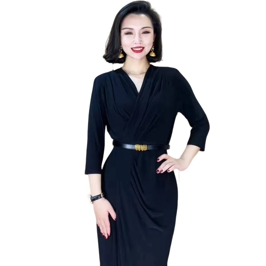 NS60H2119【所谓伊人】时尚气质女神修身显廋衣服连衣裙【不含腰带】