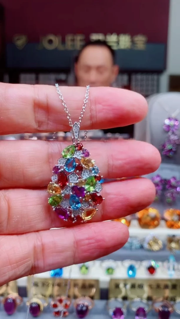 吊坠(赠链)银S925镶嵌水晶水晶吊坠 多样性发其一