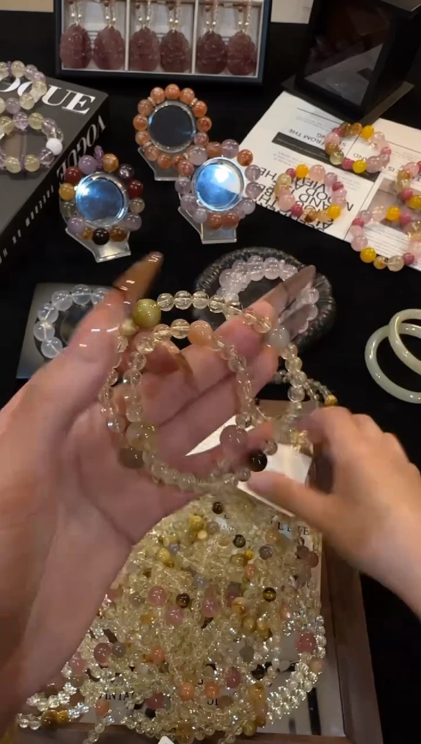 未镶嵌手链水晶黄塔晶双圈x3365