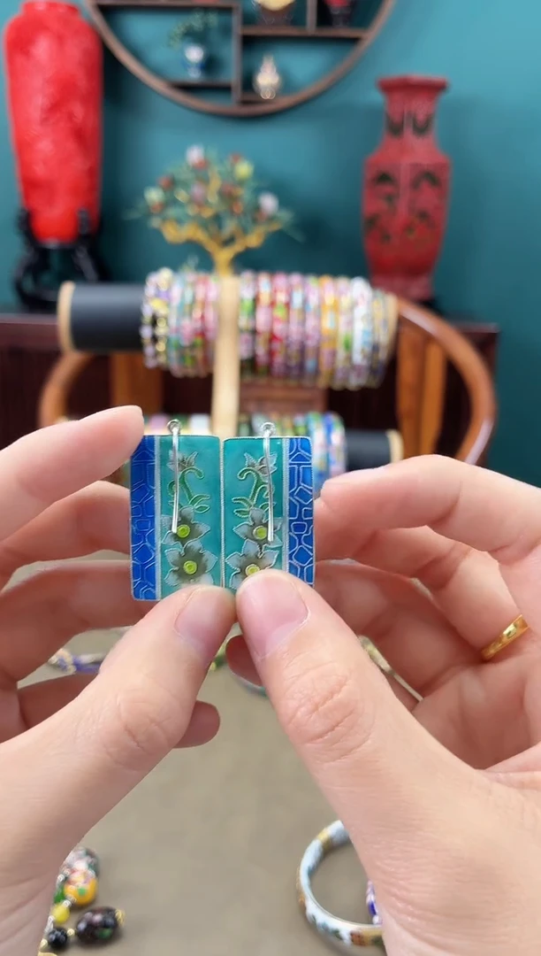 非遗工艺 银胎珐琅耳饰