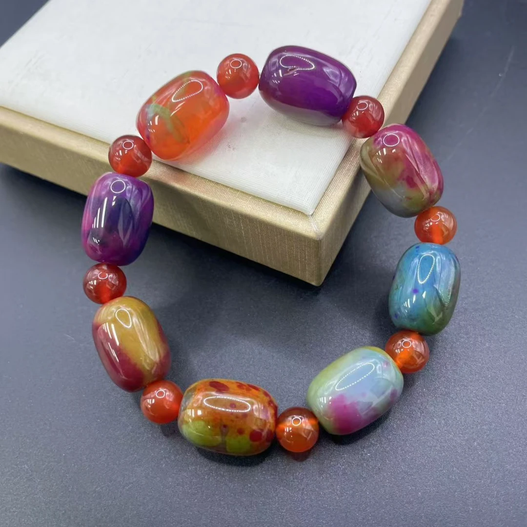 【小杰推荐】炫彩多色花魂圆珠配桶珠手链 （多样性发其一）20338