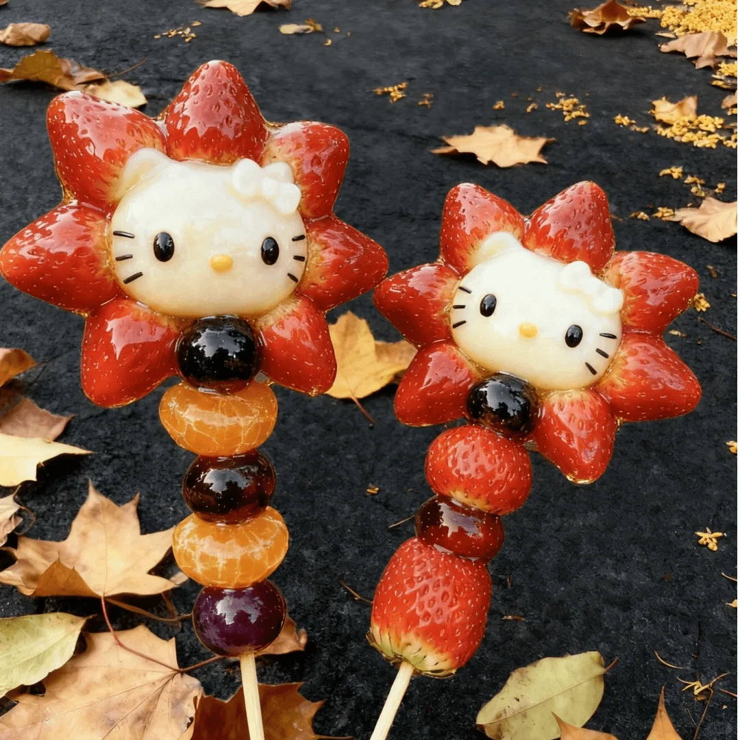 超可爱hellokitty草莓花冷萃酸奶糖葫芦纯手工高颜值休闲零食解馋
