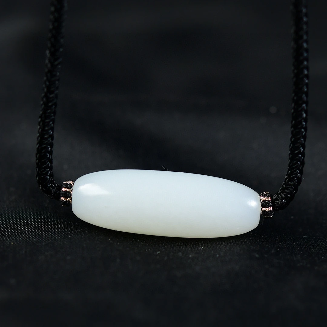 和田玉羊脂玉锁骨链吊坠男女款路路通项链玉坠