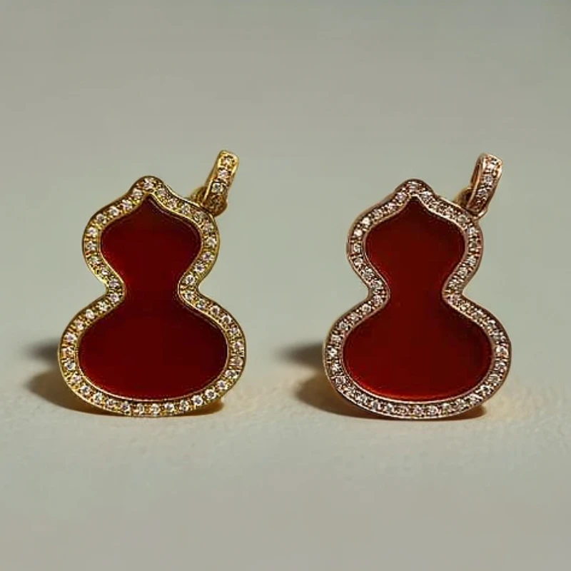 【玉素专属】新品 18k金莫桑钻玛瑙大葫芦吊坠