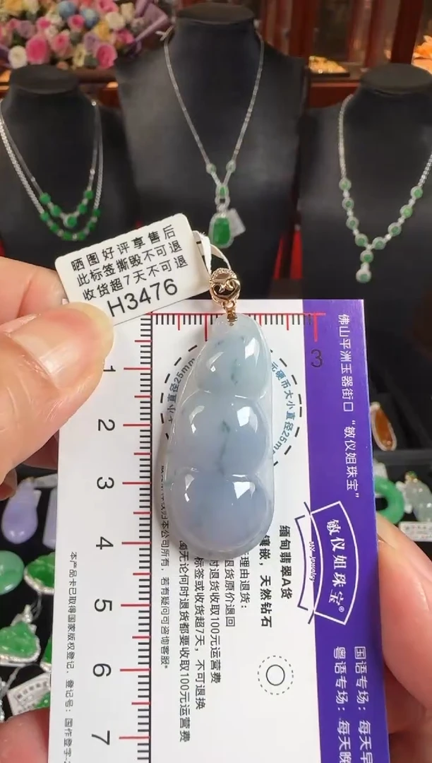 颈饰18K金镶嵌翡翠H3476紫富贵豆