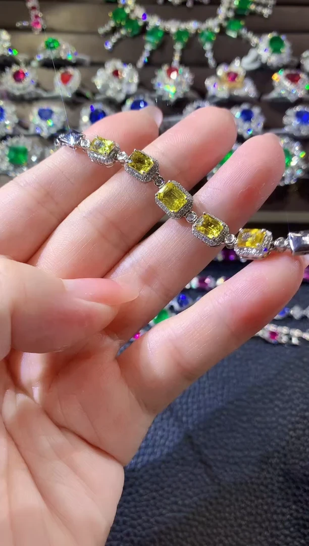 手链彩色蓝宝石18K金镶嵌C74