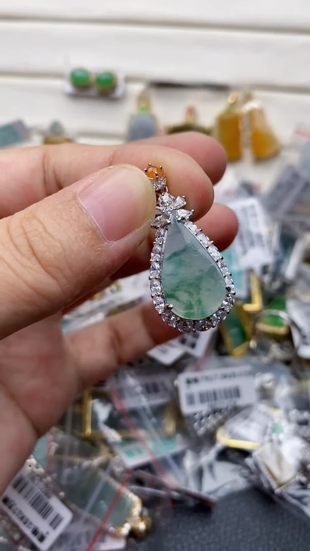 银S925镶嵌戒指翡翠1