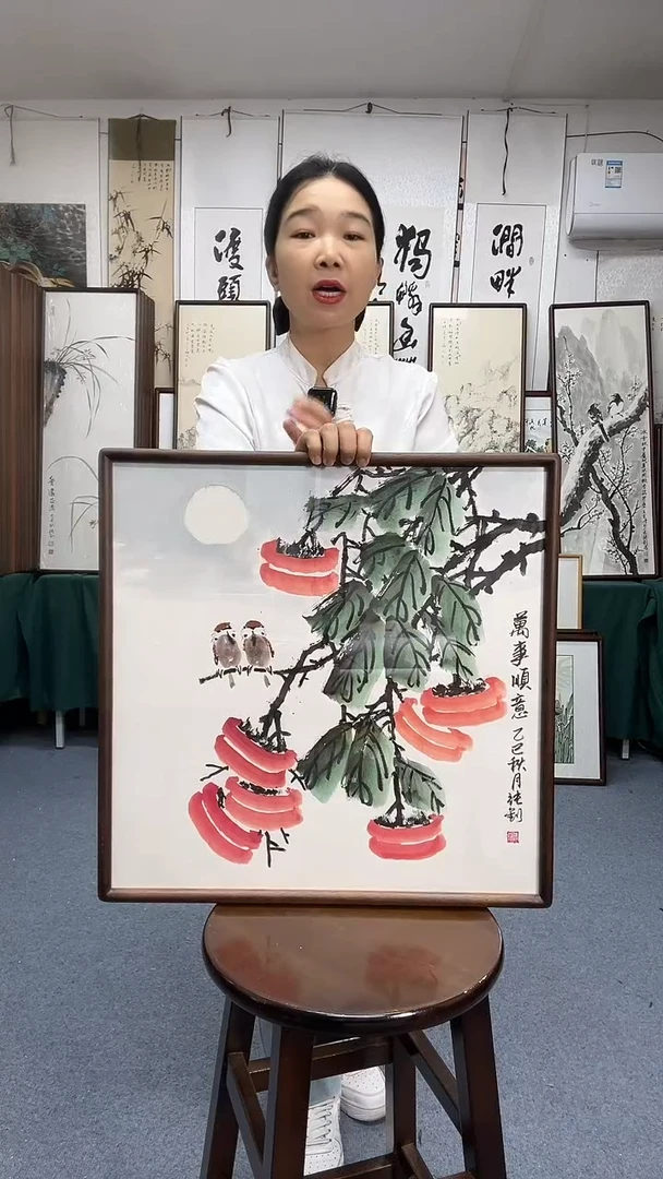 国画52*52实木画框京东包邮手绘