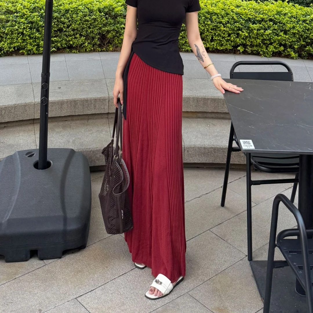 2025轻奢春夏季薄款针织半身裙遮肉显瘦长裙