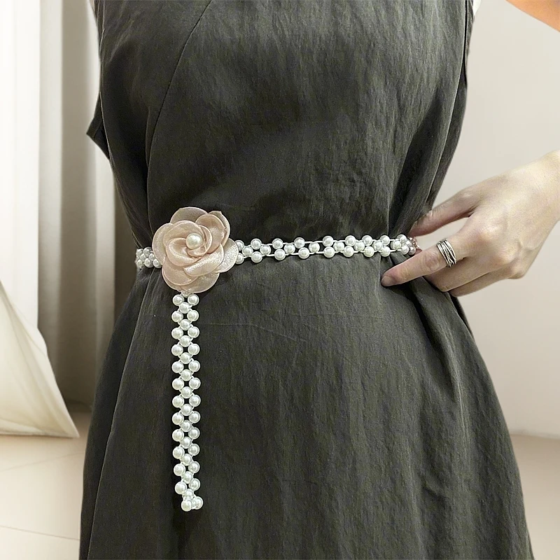ins风多种佩戴贝珠腰带女百搭简约弹力收腰腰链可手链配饰装饰品