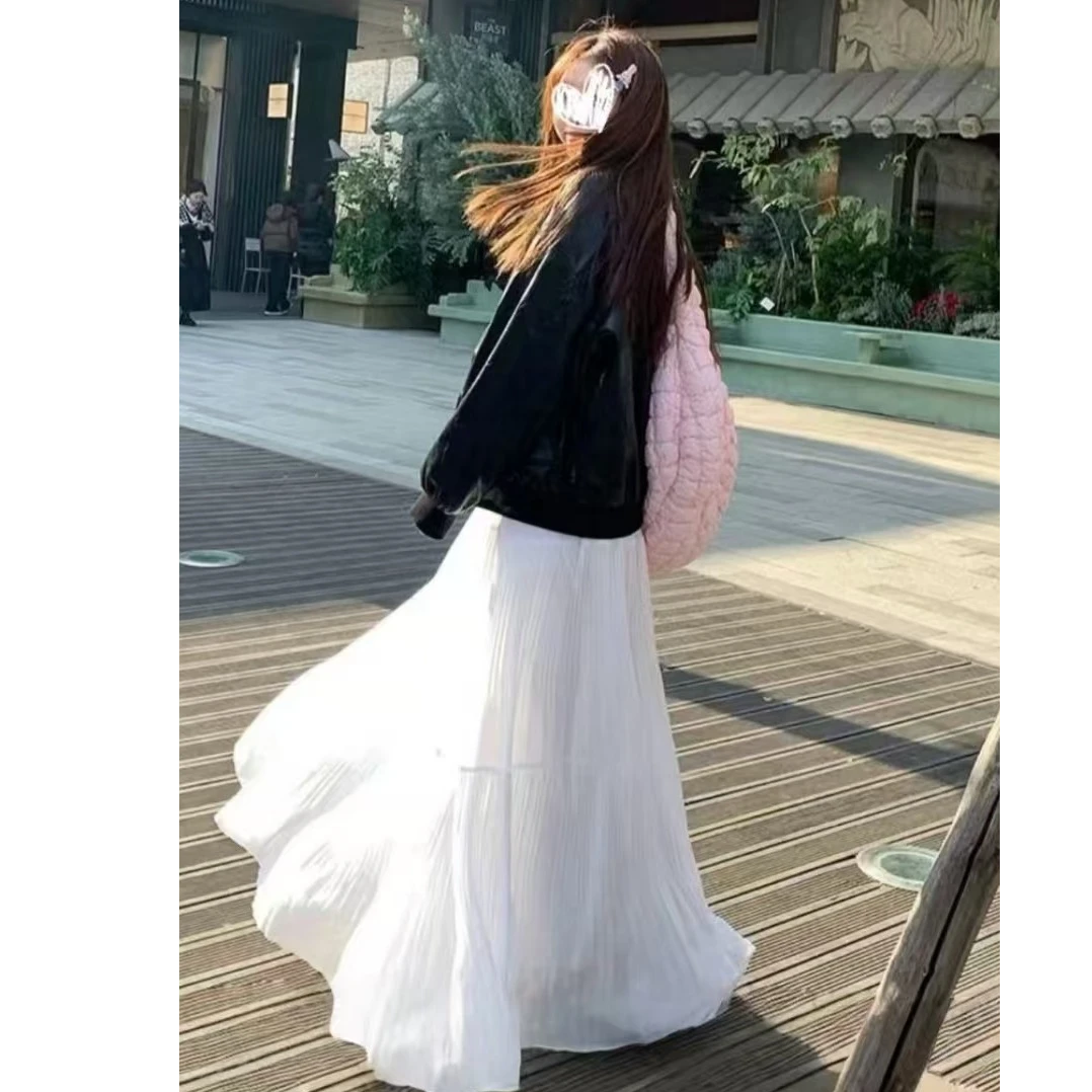 8068-夏新款微胖显瘦女装半身裙气质高腰温柔风