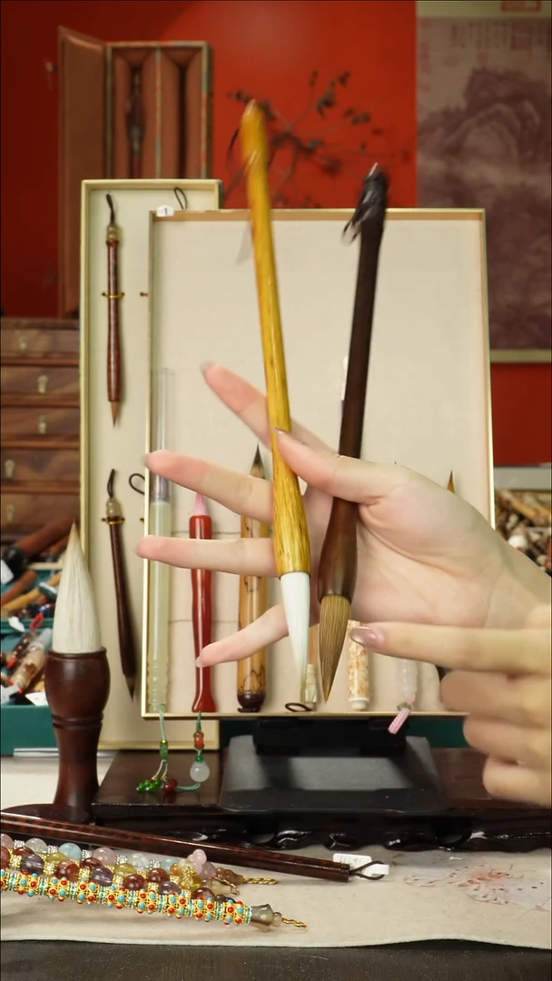 2号闪孤品高货毛笔链接 清水试笔 蘸墨不退