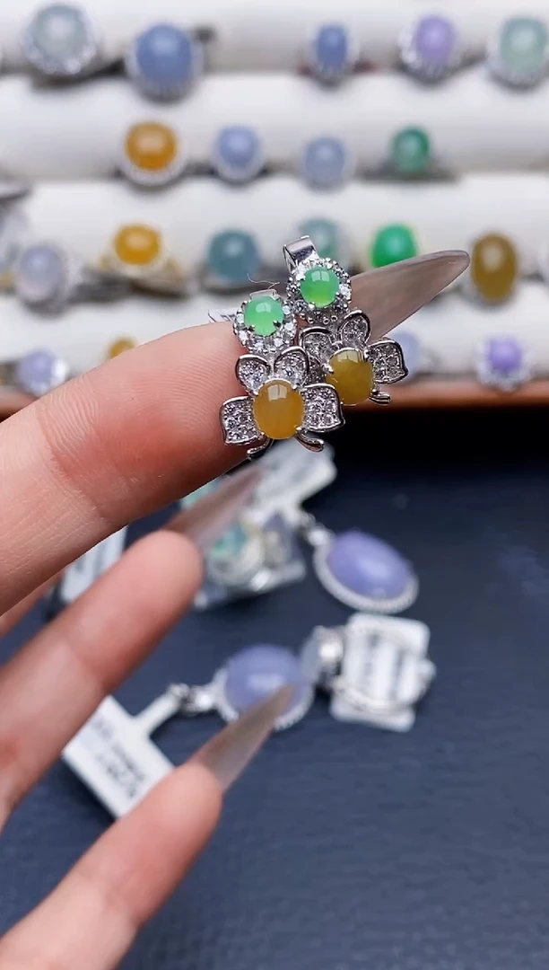 银S925镶嵌戒指翡翠0049