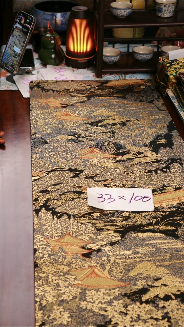 【西阵织登鹳雀楼单面】中国风干泡织锦茶席33*100