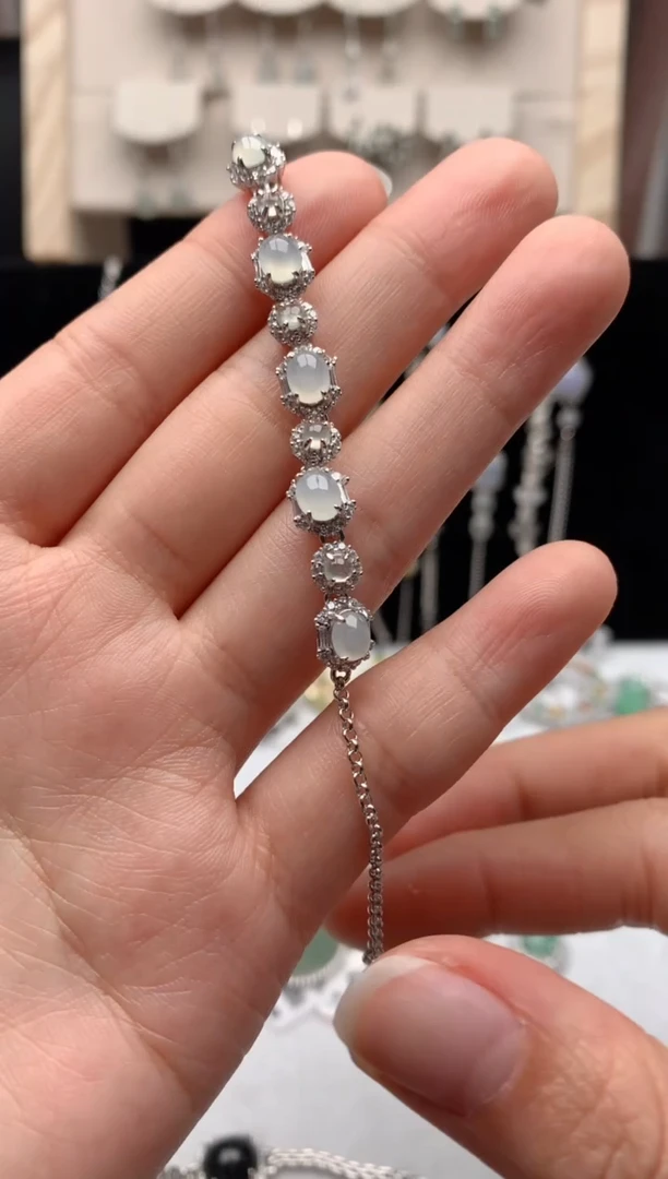 【闪购商品】翡翠手链银S925镶嵌3号