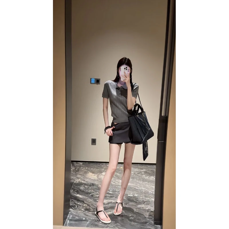 韩系时尚穿搭高级感显瘦收腰上衣女2025夏季新款高腰裙裤两件套